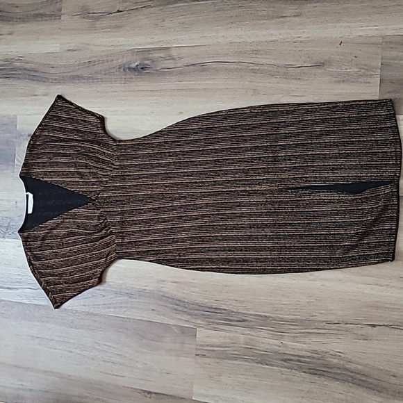 Sparkle Rib Knit Dress Black Bronze Small - Picture 10 of 11
